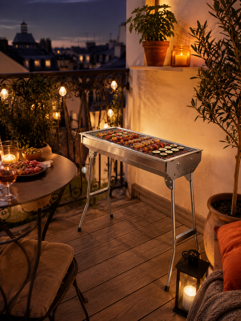 Terrasse en ville le soir